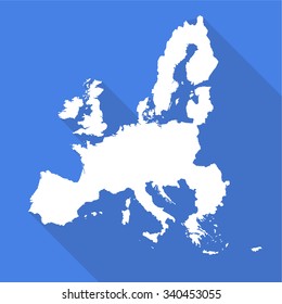 European Union,EU white map flat simple style with long shadow.