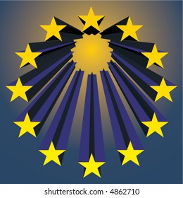 european unions stars exploding (vector illustration)