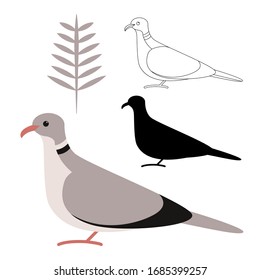 European Turtle-dove’s. vector illustration. flat style, black silhouette.