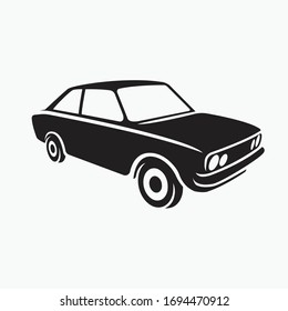 European vintage car vector icon. Vintage sport car. Retro coupe