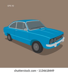 European vintage car vector illustration. Vintage sport car. Retro coupe