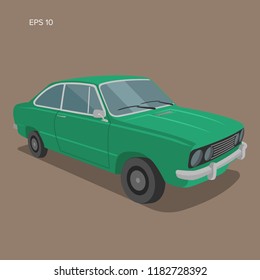 European vintage car vector illustration. Vintage sport car. Retro coupe