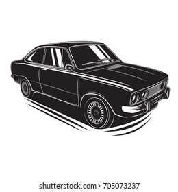 European vintage car vector illustration. Vintage sport car. Retro coupe