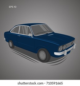 European vintage car vector illustration. Vintage sport car. Retro coupe