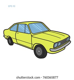 European vintage car vector illustration. Vintage sport car. Retro coupe