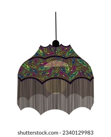 European vintage retro textile lampshade in victorian style. Historic old-fashioned stylish interior. 