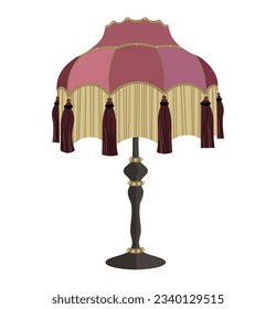 European vintage retro torchere lampshades in victorian style. Historic old-fashioned stylish interior. 