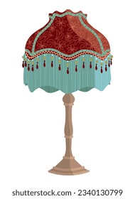 European vintage retro torchere lampshades in victorian style. Historic old-fashioned stylish interior. 