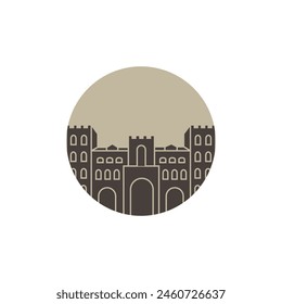 European-style building illustrations can be used as logos