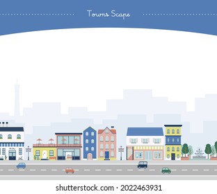 European-style town with a park (blue)
