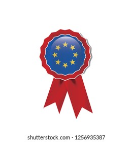 European-Union flag medal vector design.  Realistic 3D red color