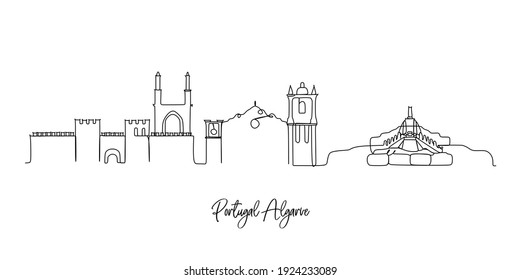 Europe's cities landmark skyline - continuous one line drawing