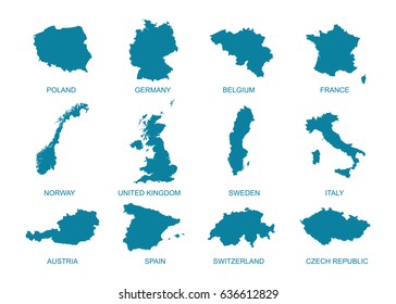 europian countries maps set