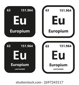 Símbolo de Vector del elemento Europium con número atómico, masa atómica y bloque de grupo químico