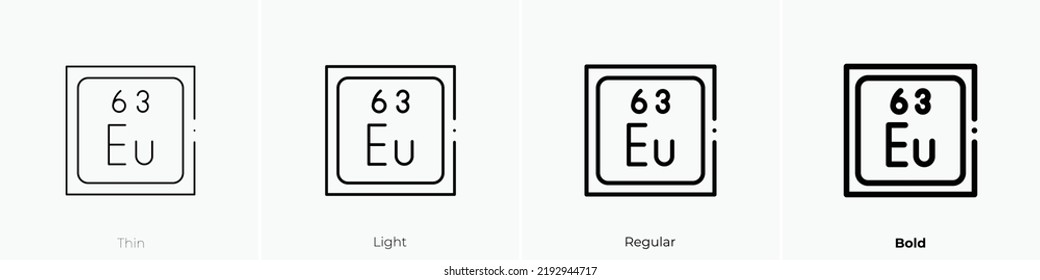 icono del europio. Diseño delgado, ligero y audaz aislado en un fondo blanco