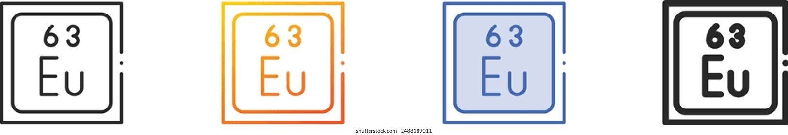 europium icon.Thin Linear, Gradient, Blue Stroke and bold Style Design Isolated On White Background