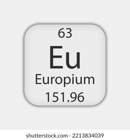 Europium symbol. Chemical element of the periodic table. Vector illustration.