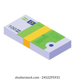 Euros cash stack icon isometric vector. Finance money. Bank support