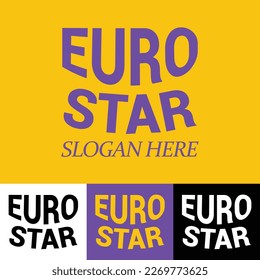 EUROSTAR-Logo-Design. Kreativer Eurostar-Text oder typografisches Logo-Design. sauberes minimales und professionelles Logo