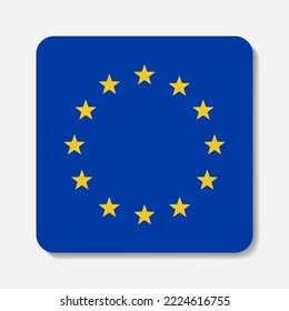 Eurounion flag flat icon. Square vector element with shadow underneath. Best for mobile apps, UI and web design.