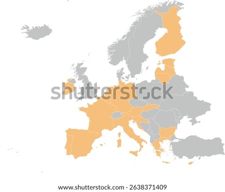Eurozone map with 21 countries 2025 with Bulgaria as the new member