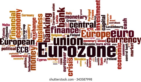 Eurozone word cloud concept. Vector illustration