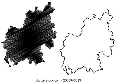 Euskirchen district (Federal Republic of Germany, State of North Rhine-Westphalia, NRW, Cologne region) map vector illustration, scribble sketch Euskirchen map