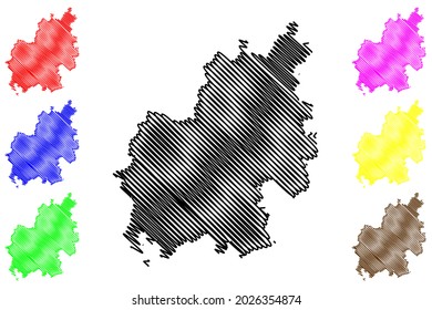 Euskirchen district (Federal Republic of Germany, State of North Rhine-Westphalia, NRW, Cologne region) map vector illustration, scribble sketch Euskirchen map