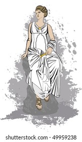Euterpe, Muse of Music, drawn from classical Roman sculpture