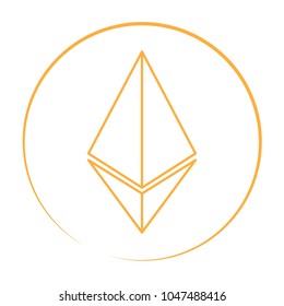 Euthereum crypto currency logo in orange color. Sign of euthereum in a circle for web or print