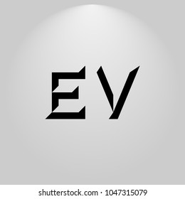 EV Abstract Black Letters with white and gray background in highlight