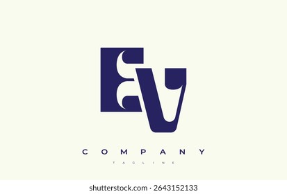 EV Abstract Geometric Logo Design. Modern and elegant logo design with simplistic typography elements, showcasing branding excellence.