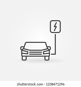 EV or all-electric car vector concept line icon or symbol