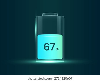 Vector de interfaz de interfaz de interfaz de la batería del coche del EV. Pantalla gráfica de Estado de carga transparente para sistemas de vehículos eléctricos (EV). Elemento UX moderno para aplicaciones de tecnología de energía alternativa, coche eléctrico, infografía