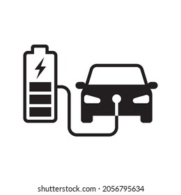 EV car charging battery icon, Electric car refueling energy symbol, Hybrid vehicles eco friendly concept, Vector illustration