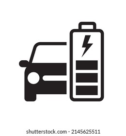 EV car charging battery icon, Electric car refueling energy symbol, Hybrid vehicles eco friendly concept, Vector illustration