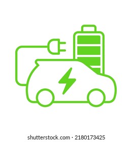 EV car charging battery icon, Electric car refueling energy symbol, Hybrid vehicles eco friendly concept, Vector illustration