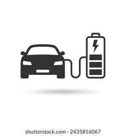 EV car charging battery icon. Electric car charging symbol. Hybrid vehicles eco friendly concept vector