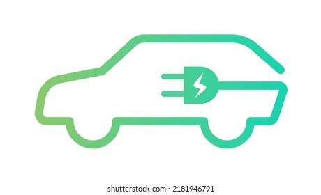 Icono del logotipo del cargador del vehículo eléctrico del vehículo EV. Símbolo ecológico del automóvil verde de la estación híbrida ev