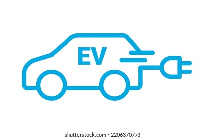 EV car electric vehicle charger logo icon. Hybrid ev car station eco sign green automobile symbol