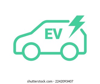 EV car electric vehicle charger logo icon. Hybrid ev car station eco sign green automobile symbol