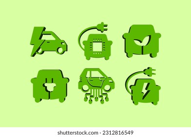ev car icon set.Renewable energy for eco friendly.