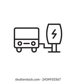 Ev Charger With Bus Icon Sign Symbol