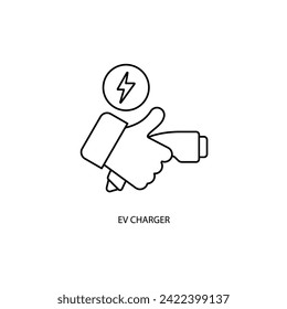 ícono de línea de concepto de cargador ev. Ilustración de elemento simple. diseño de símbolos de esquema de concepto de cargador ev.