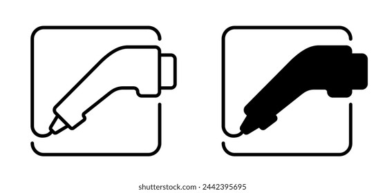 ev charger connector. Filling pump station, cable plugs for auto or car. Battery, electric vehicle plug charging station point. vehicle plugs and sockets ports for electric cars. Charge level loading