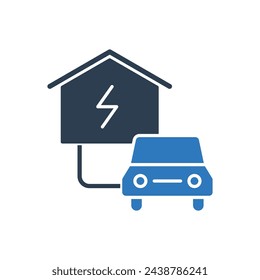 Ev Charger Home Icon Sign Symbol
