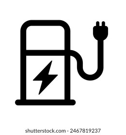 EV Charger Icon Vector. Electric Vehicle Charging Station Symbol. EV Car Charger Line Icon with Editable Stroke.