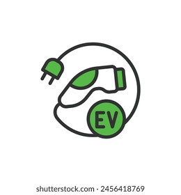 EV charger, in line design, green. EV, charger, Electric vehicle charger, charging station, Electric car charging, Alternative energy on white background vector. EV charger editable stroke icon.