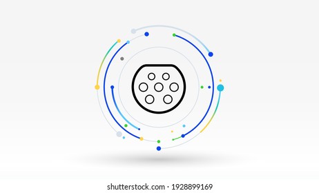 EV charger plug connector tech icon background