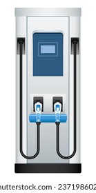 EV charger station isolated on white background. Graphic vector